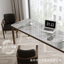 岩板大书桌客厅餐桌工作台双人办公学习阅读书房电脑桌长条桌子
