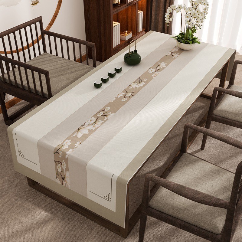 中式茶桌新中式布禅意茶餐桌布桌旗茶席茶台布艺长方型茶几盖布巾