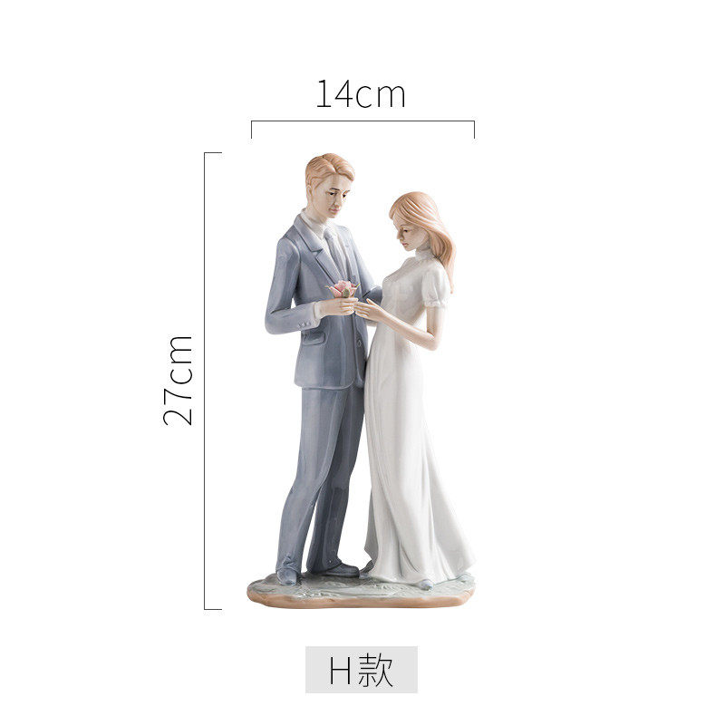 zb6m现代家居装饰品西洋女人物陶瓷摆件结婚卧室酒柜玄关摆设客厅