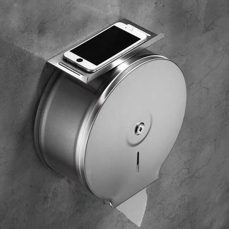 304不锈钢厕所纸巾盒卷公共卫生间擦手纸盒酒店壁挂式大盘卷纸架