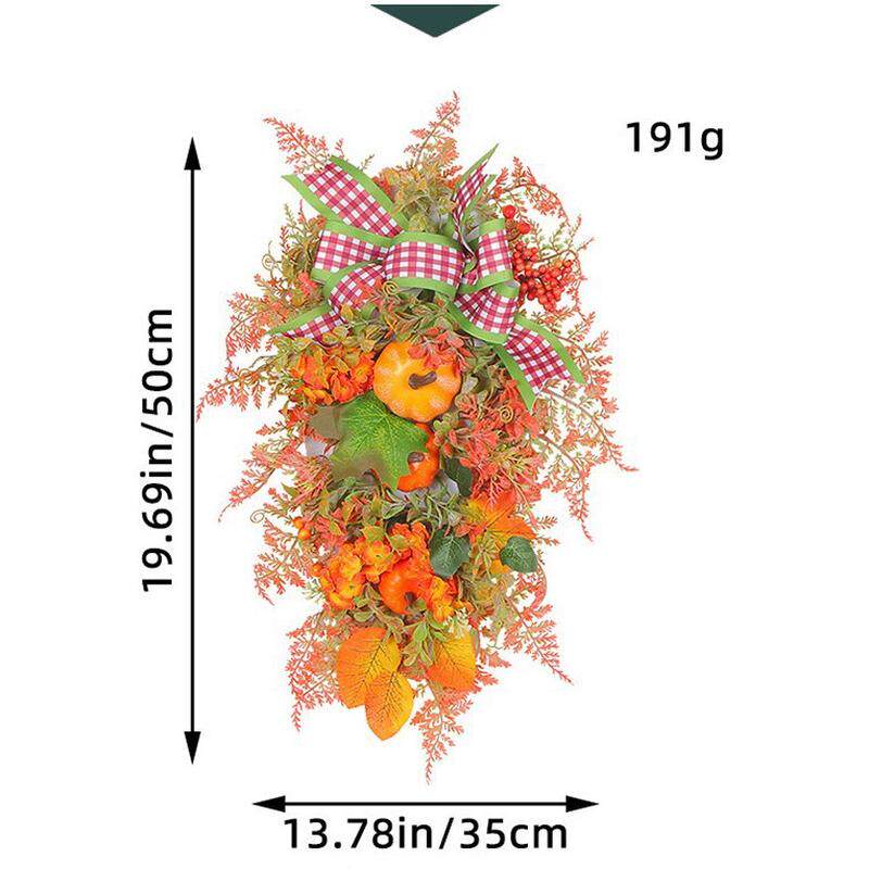 树丰收季倒挂新款秋色感恩节花环南瓜蝴蝶结户外门挂装饰批发