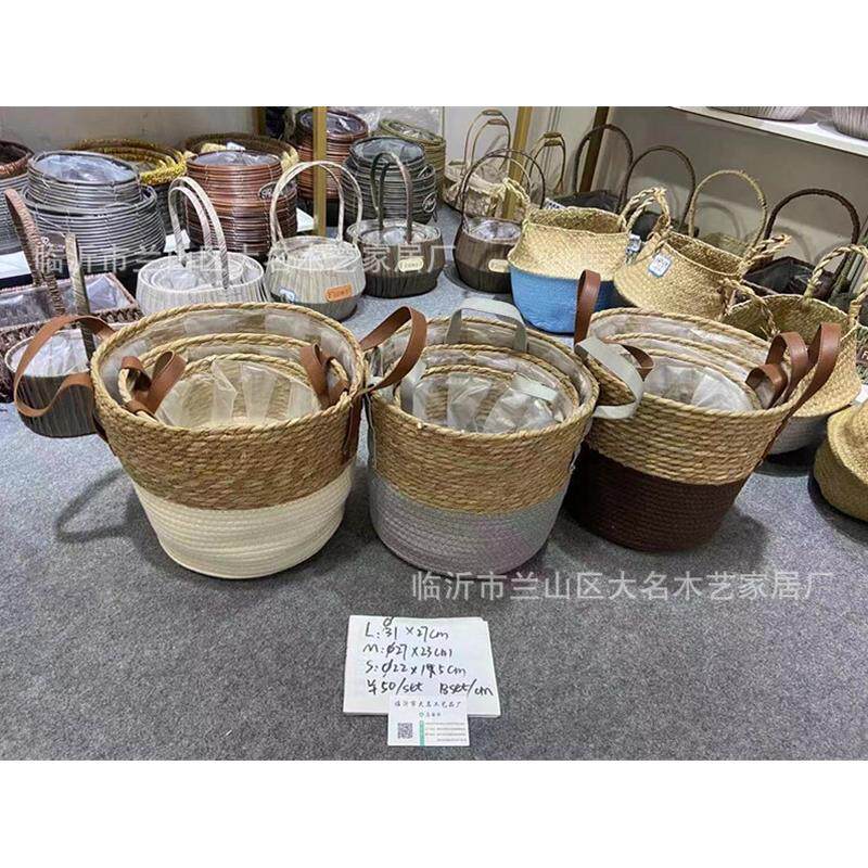 花篮柳编草编花篮藤编篮壁挂花盆编织手提批发吊兰盆田园家居摆件