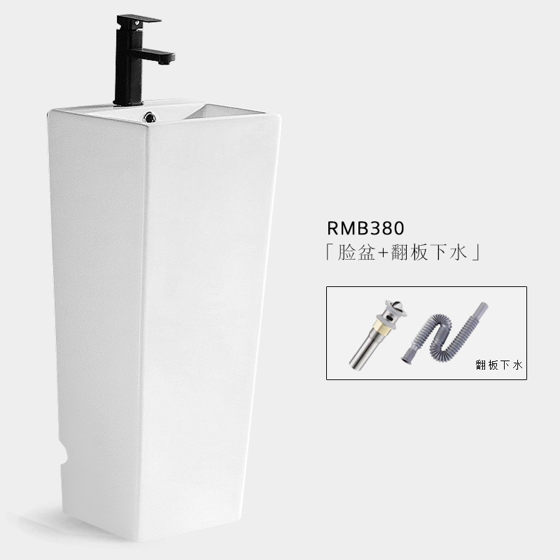 简约小户型立柱盆陶瓷洗手池立式阳台卫生间一体落地式脸盘方形盆
