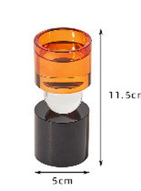 水晶轻奢现代黄色烛台创意几何摆件客厅卧室样板间软装饰品