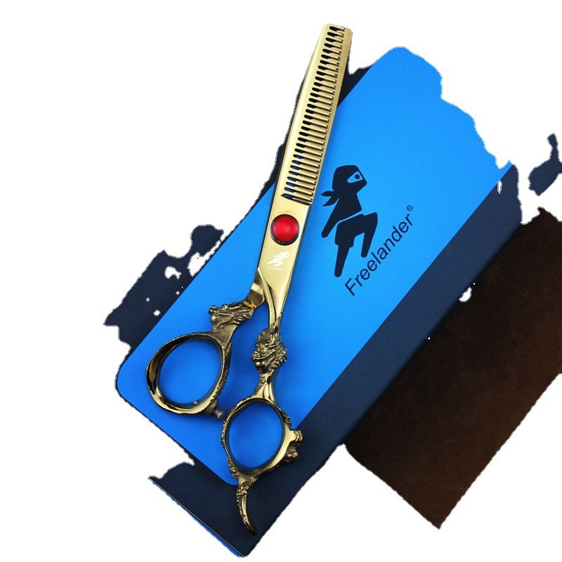 6.0寸神行者金色  柄大龙  美发剪刀 理发剪 平剪牙剪dl4-0405