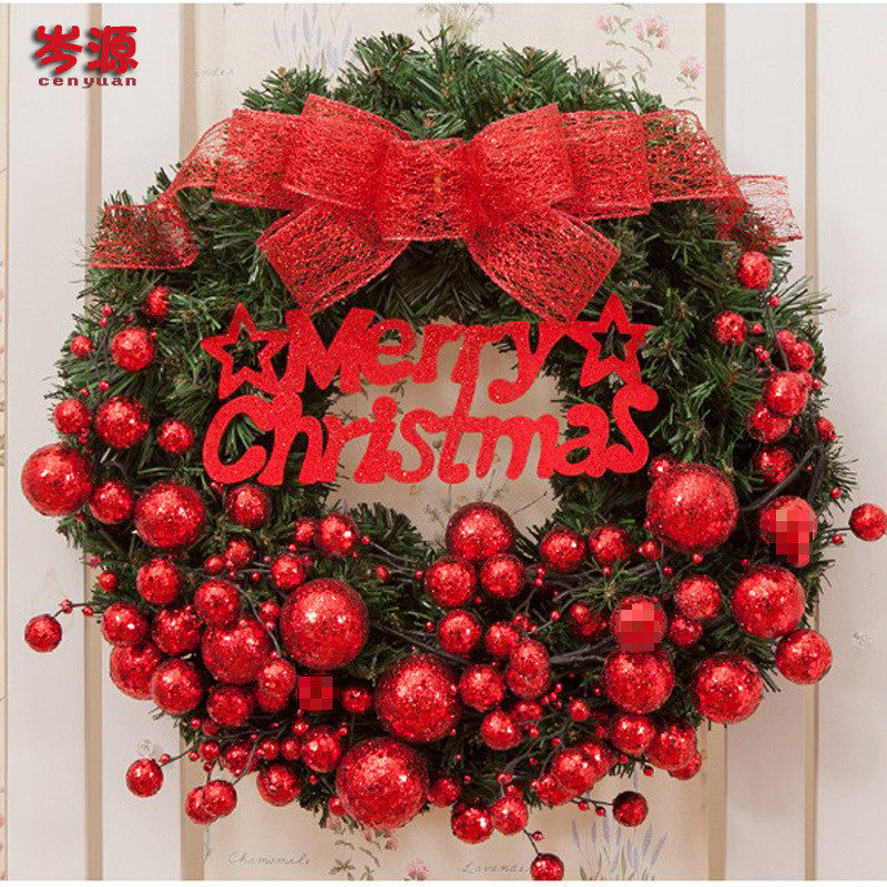 旭圣诞节菲花环门挂装饰品30/405060圣诞树藤条圈商场酒店橱窗瑞