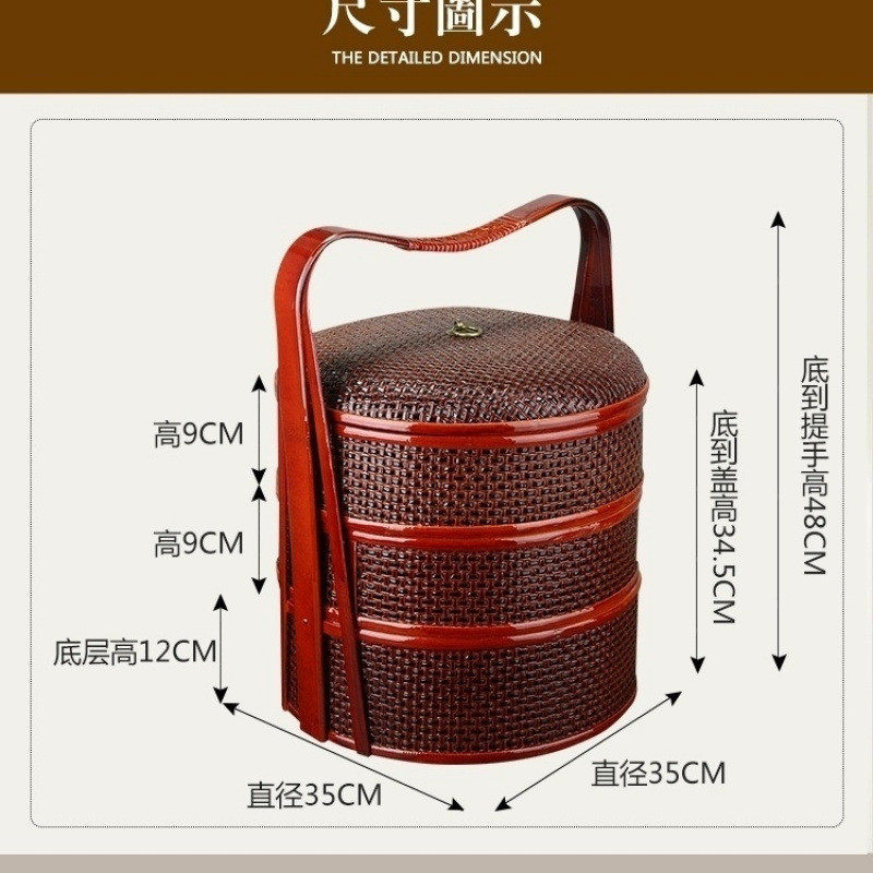送餐提篮小食古代食盒双层提篮三层手提篮结婚外卖拜拜饭菜篮多层