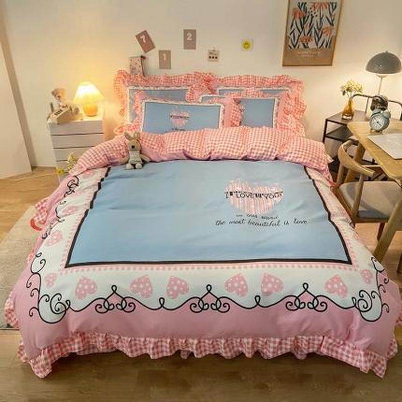 2024新款韩版公主风床裙款四件套蝴蝶结床单被套床上三件套少女心,床上用品,床品套件/四件套/多件套,淘宝优惠券,粉丝福利购,淘宝优惠卷