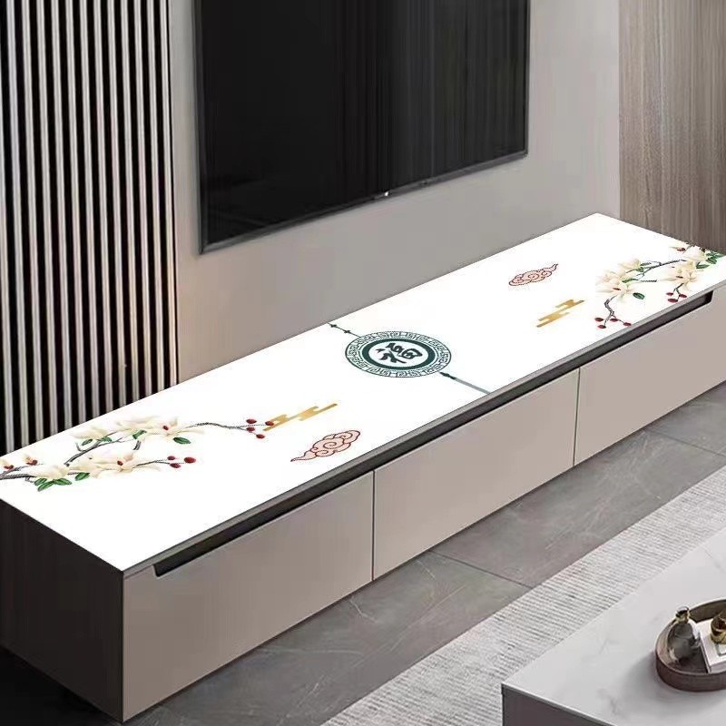 q683电视柜伸缩新款皮革防水防油茶几长方形加厚免洗印花桌布