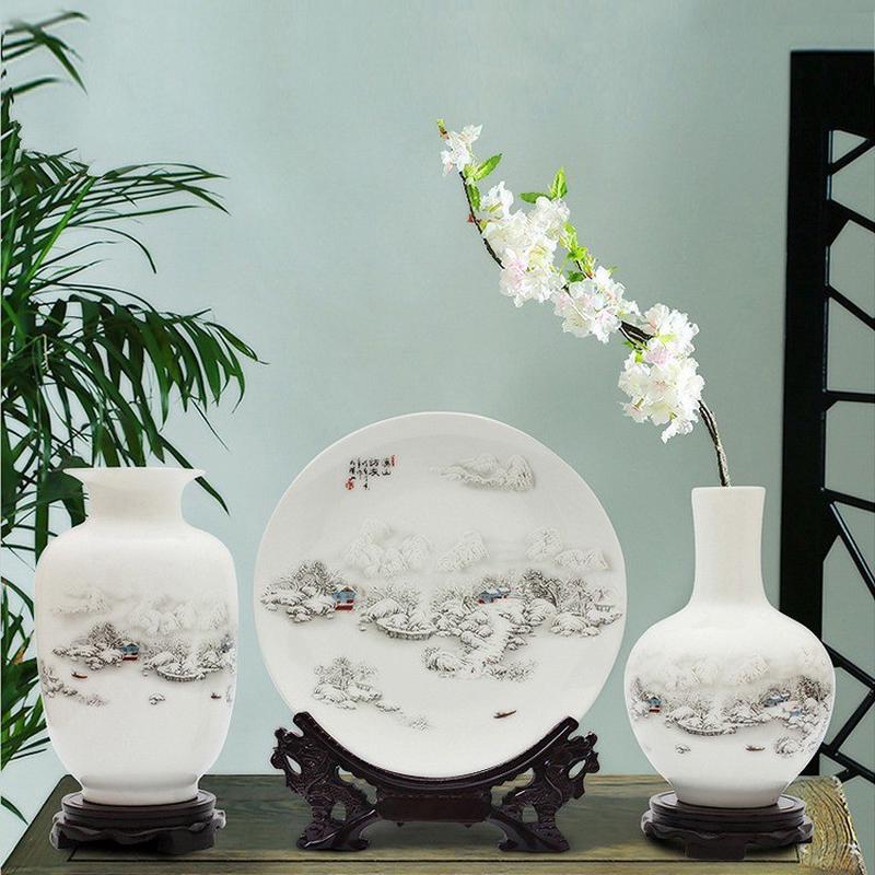 CY陶瓷博古架花瓶摆件客厅插花中式家居装饰品电视柜玄关工艺