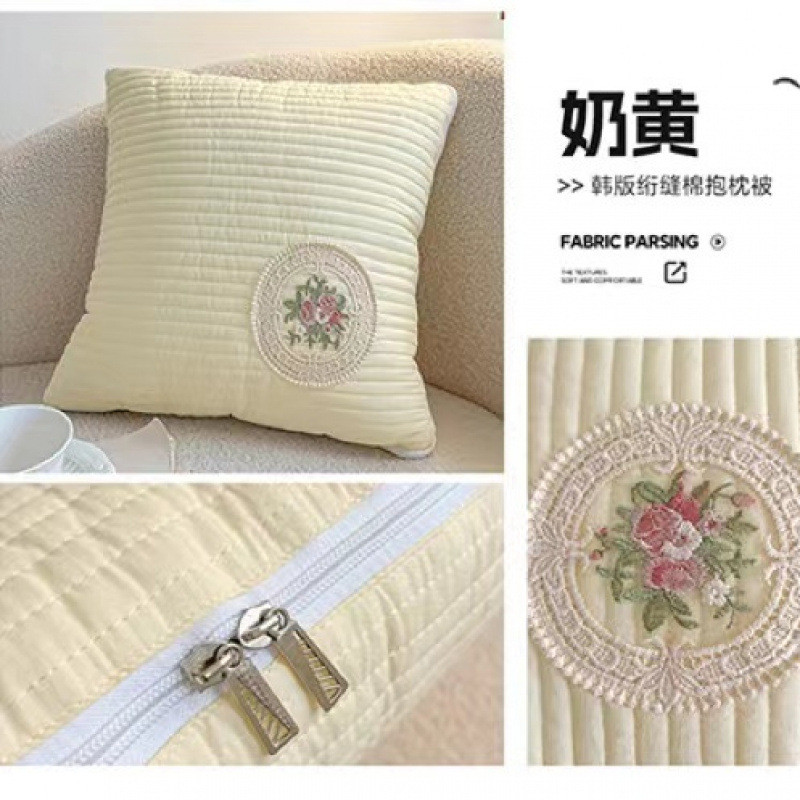 轻奢绗缝抱枕被子两用靠枕简约午睡空调被被绣花枕头床头ins批发
