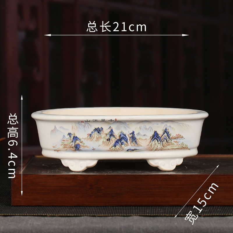 彩绘盆景批发厂家直销圆形阳台多肉文竹紫砂花盆落地花盆yzch08