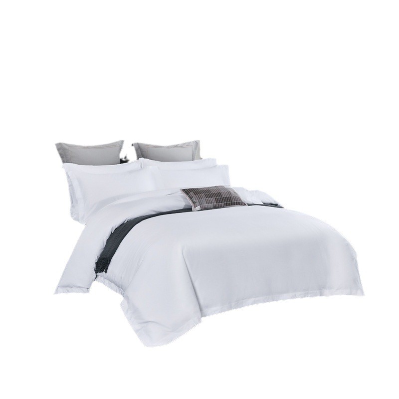酒店床单被套全棉布酒店五星级草民宿白色贡缎床上用品被单被罩