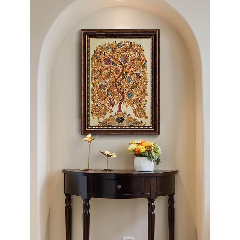 【发财树】美式玄关装饰画复古入户古典餐厅挂画过道客厅油画壁画图片