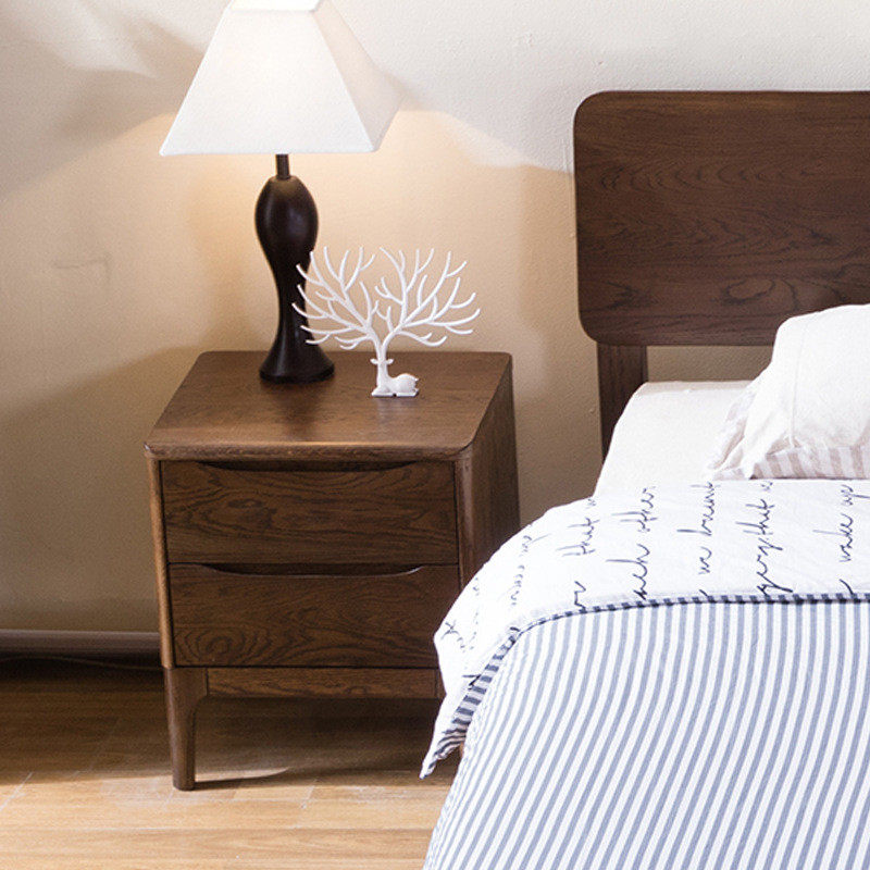 床头柜全实木床头柜双抽橡木现代简约卧室床边柜日式北欧,住宅家具,床头柜,淘宝优惠券,粉丝福利购,淘宝优惠卷