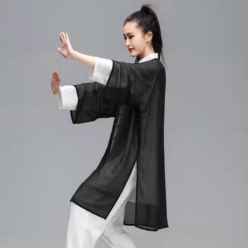 网红款中国风披纱观赏太极表演比赛服太极服女男单件披风披肩纱衣
