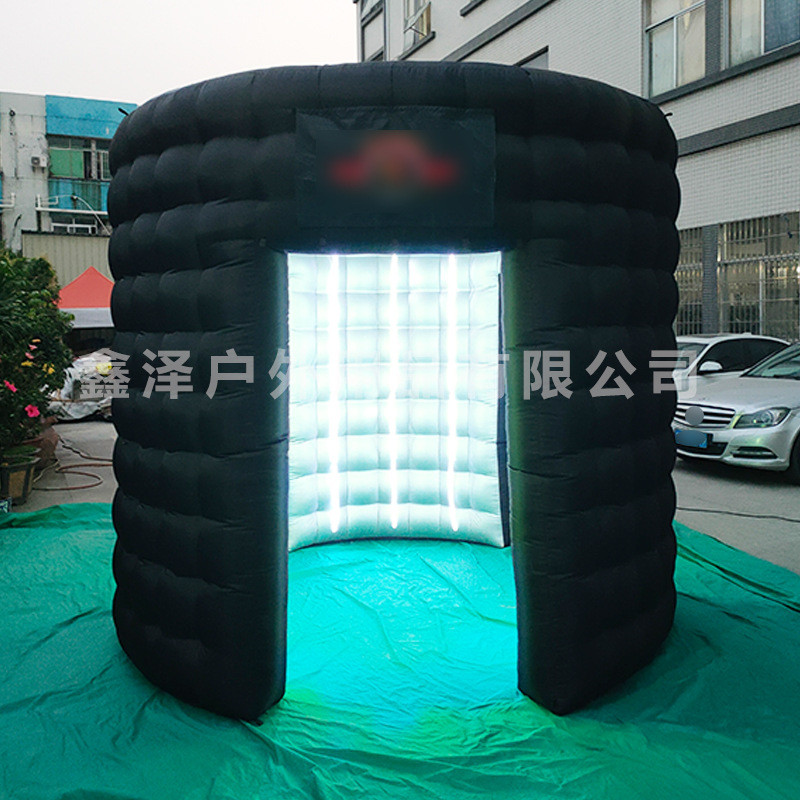 充气360照相亭充气屋充气帐篷led创意移动便携式摄影棚内银外黑