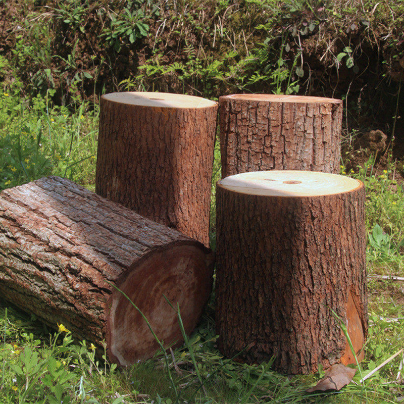 森系自然带皮木桩实木茶几凳原木服装店底座树墩庭院摆件造型