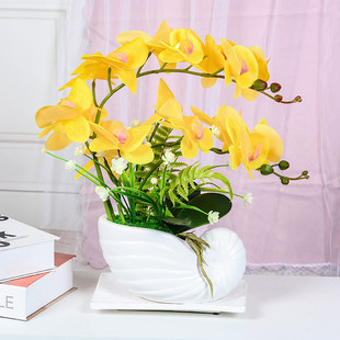 蝴蝶兰花盆栽摆件手感假花仿真花卉盆景客厅高档室内装饰胶片植物