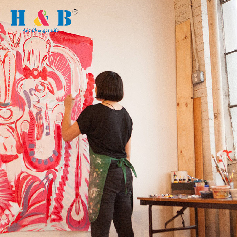 h&b12支木质尼龙毛刷画笔调色盘丙烯油画水彩套装