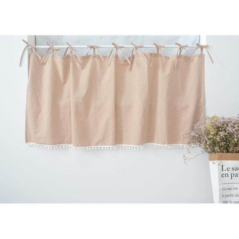 日式素色水洗棉窗帘短窗遮挡门帘柜帘卧室简约简约半帘半遮光新品