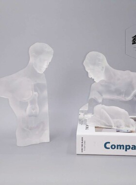 透明水晶人物装饰品轻奢雕塑摆件样板房展厅售楼处电视柜艺术现代