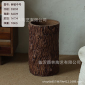 仿树桩水泥花盆侘寂绿植落地花器酒店景观复古大花瓶民宿装 饰摆件