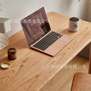 实木北欧简约书桌小户型日式家用电脑桌原木色书房学习桌写字台