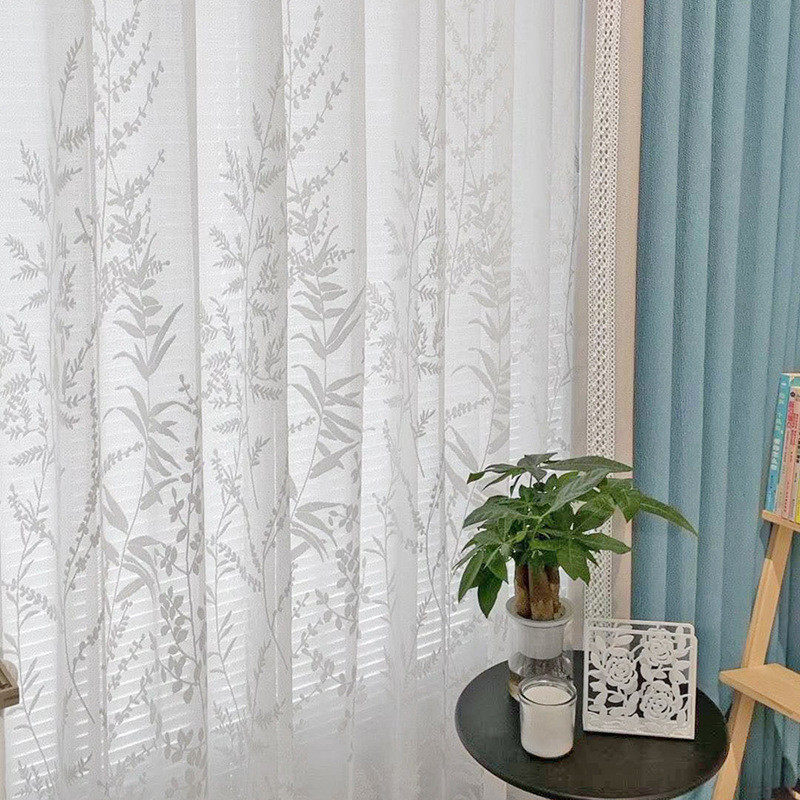 新款蕾丝客厅卧室白色新款法式美式田园风经编纱帘轻奢窗纱成品