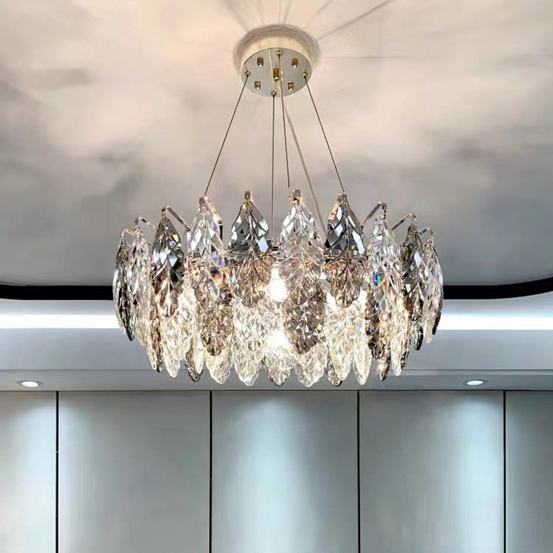 树叶餐厅吊灯轻奢北欧现代简约水晶吧台灯创意艺术网红长条餐桌灯