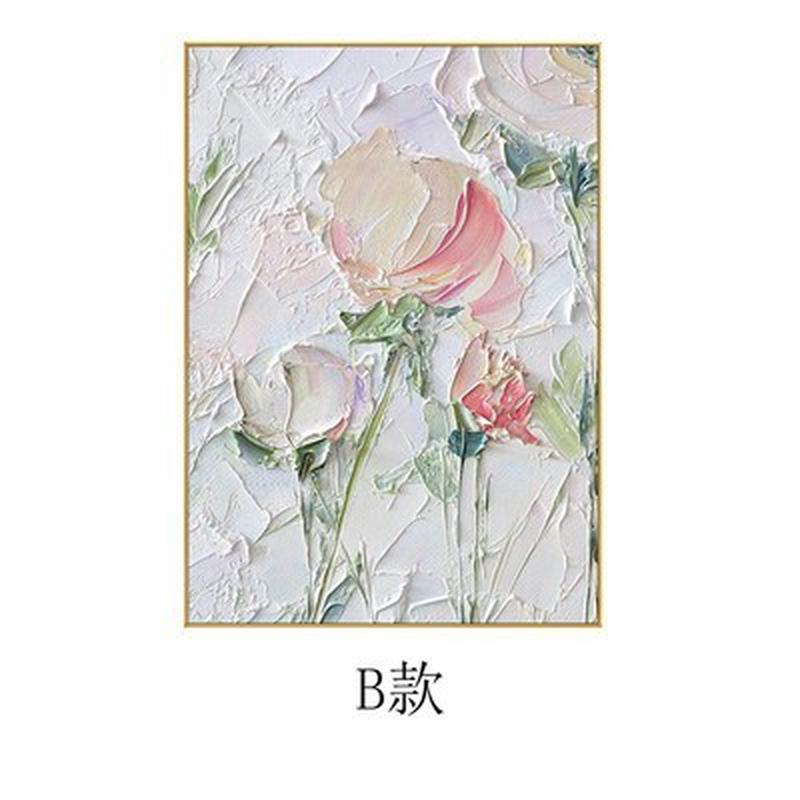 牡丹花伴手绘油画客厅玄关装饰画现代简约厚肌理立体抽象挂画大幅