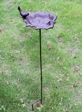 si6k器田园别墅庭院铸铁铁艺喂鸟复古鸟食盆花园草地装饰品摆件花