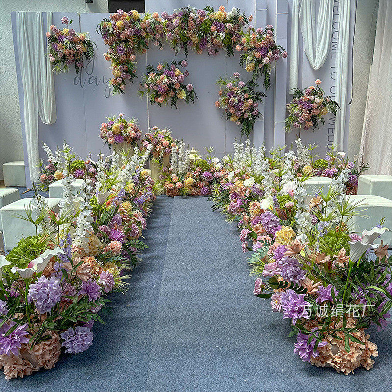 新款森系婚庆花排紫色地排花婚礼绿色花装饰绿白路引花仿真花道具,家居饰品,仿真花/假花,淘宝优惠券,粉丝福利购,淘宝优惠卷