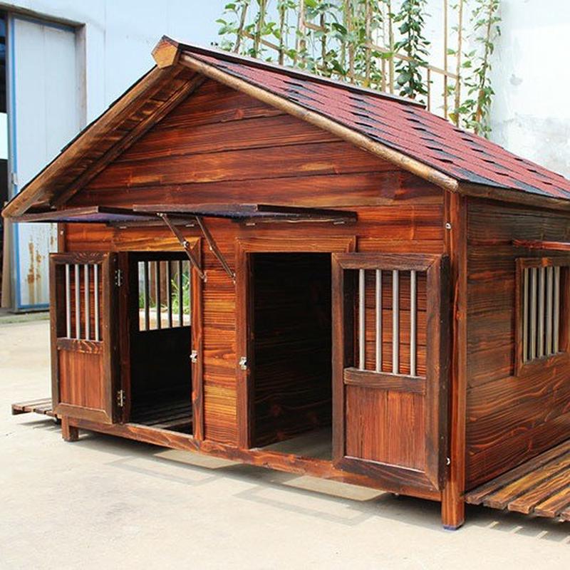 XXL实木狗窝户外防水狗屋秋冬季狗笼碳化狗窝大型犬舍金毛宠物窝