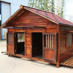 狗笼碳化狗窝大型犬舍金毛宠物窝 XXL实木狗窝户外防水狗屋秋冬季