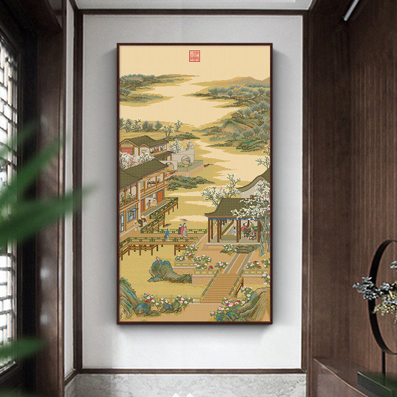 春天十字绣雍正十二月二月2021新款手工线绣故宫清代传世名画竖版
