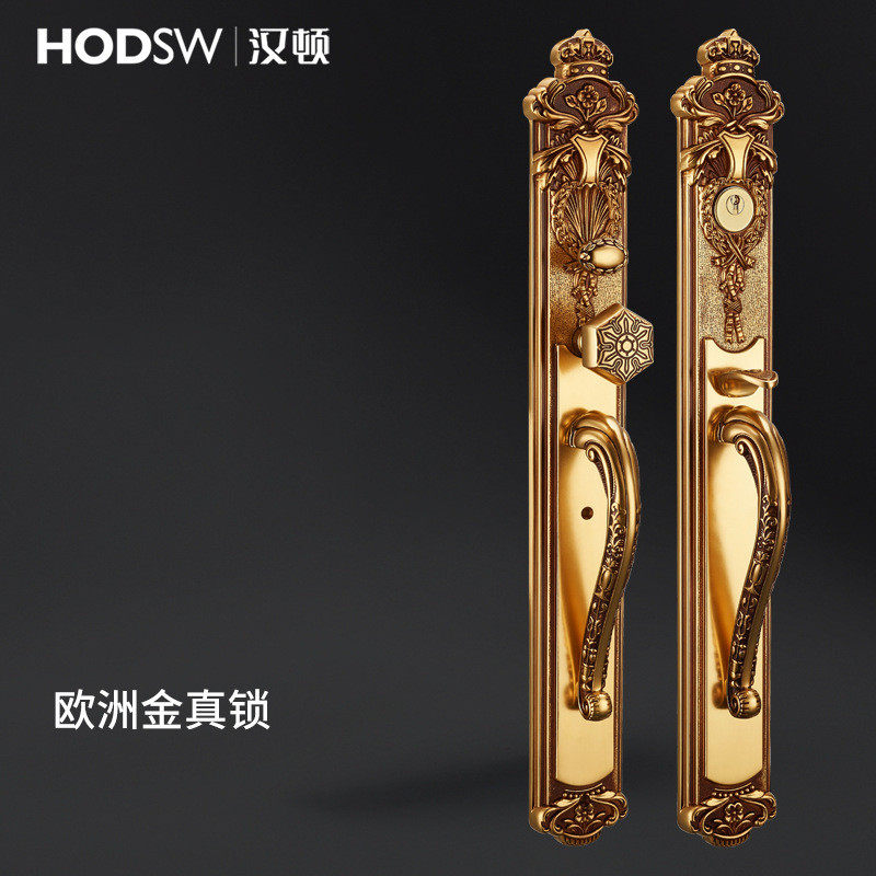 欧式黄铜黄铜对开大门锁别墅双开门锁入户门会议室对开门美式大锁
