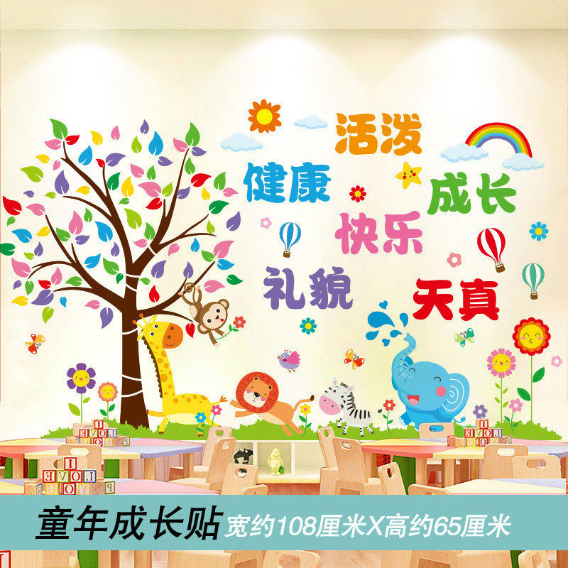 幼儿园环创环境布置教室楼道主题墙面装饰墙贴纸托管班午托班贴画,家居饰品,软装墙贴,淘宝优惠券,粉丝福利购,淘宝优惠卷