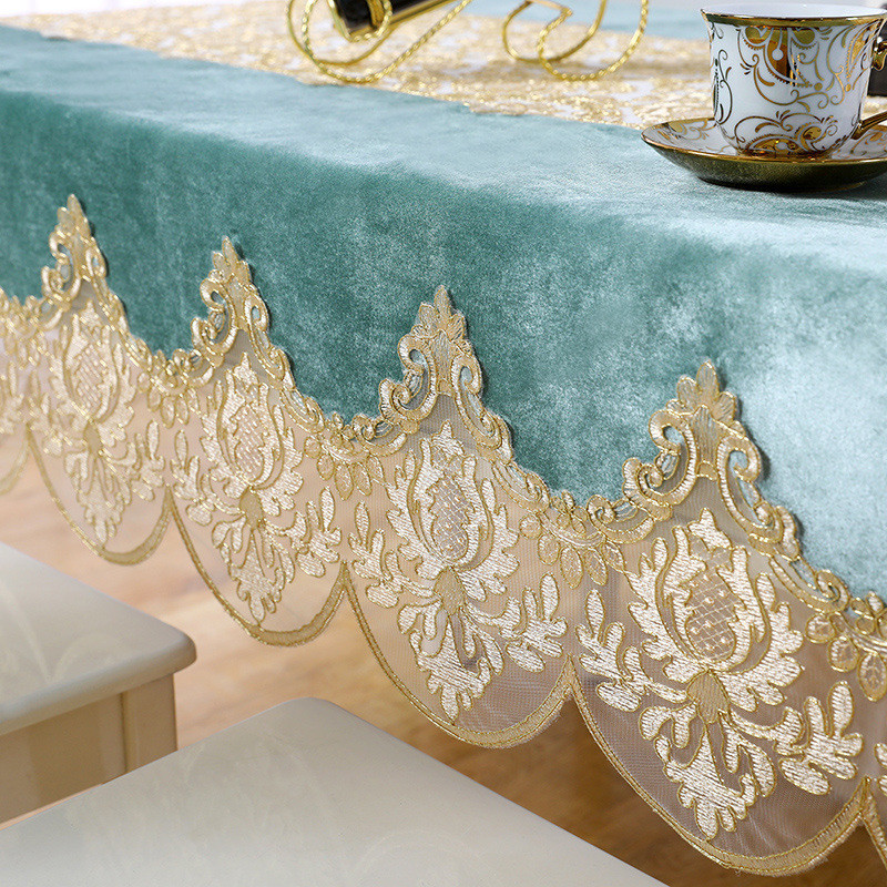 欧式客厅茶几蕾丝桌布长方形刺绣盖布欧式轻奢风布艺家用餐桌布