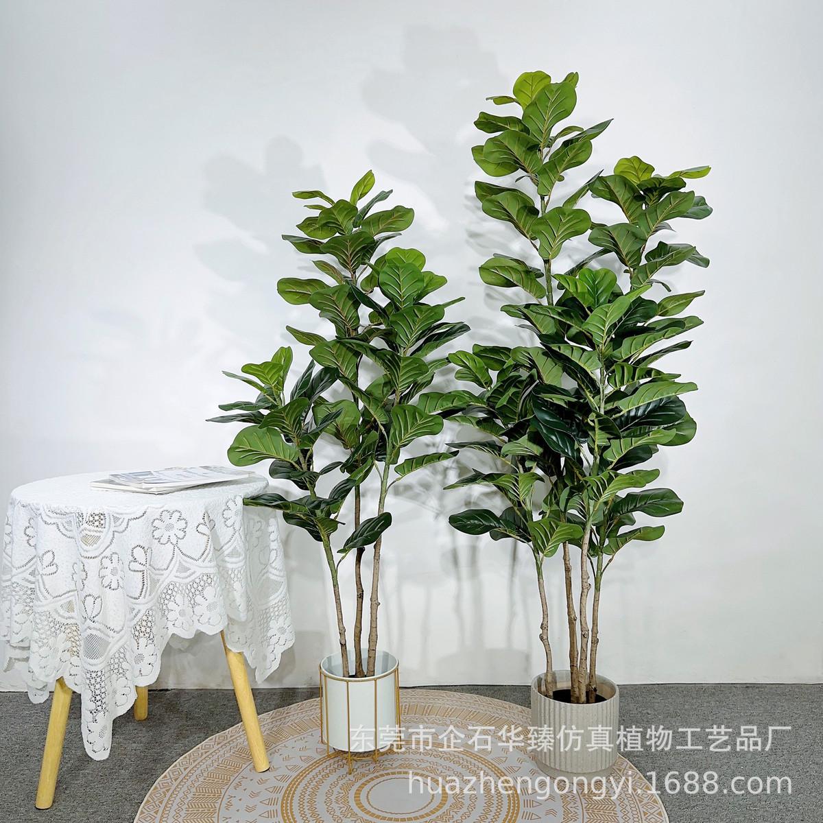 仿真琴叶榕圆叶榕橡皮榕北欧家居仿真绿植盆栽大型落地装饰盆景