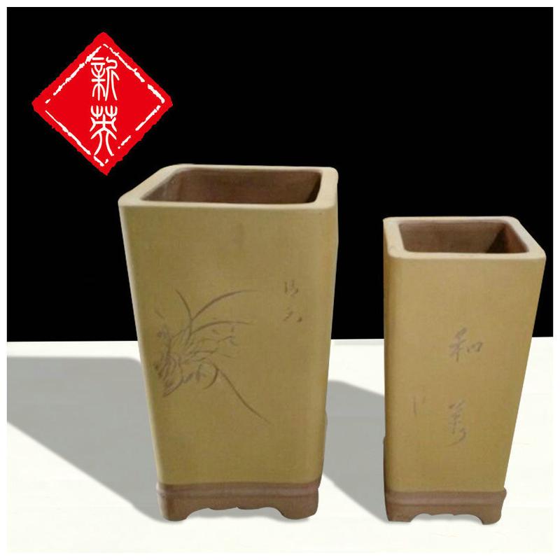 粗陶创意花插盆 四方大口径花盆 大号紫砂花盆批发 特大号花盆