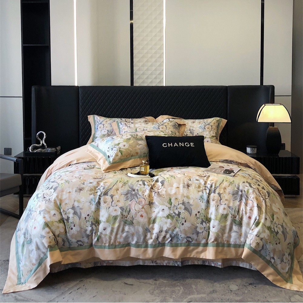 秋冬保暖100支双拼澳棉磨毛全棉贡缎数码印花法式复古四件套床品