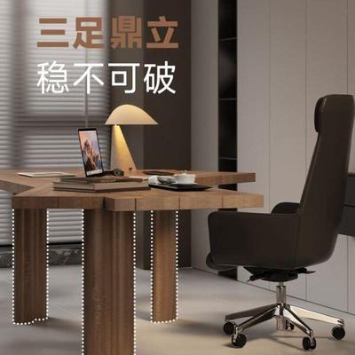 简约现代实木电脑桌轻奢风极简异形办公桌老板桌设计师书桌工作台
