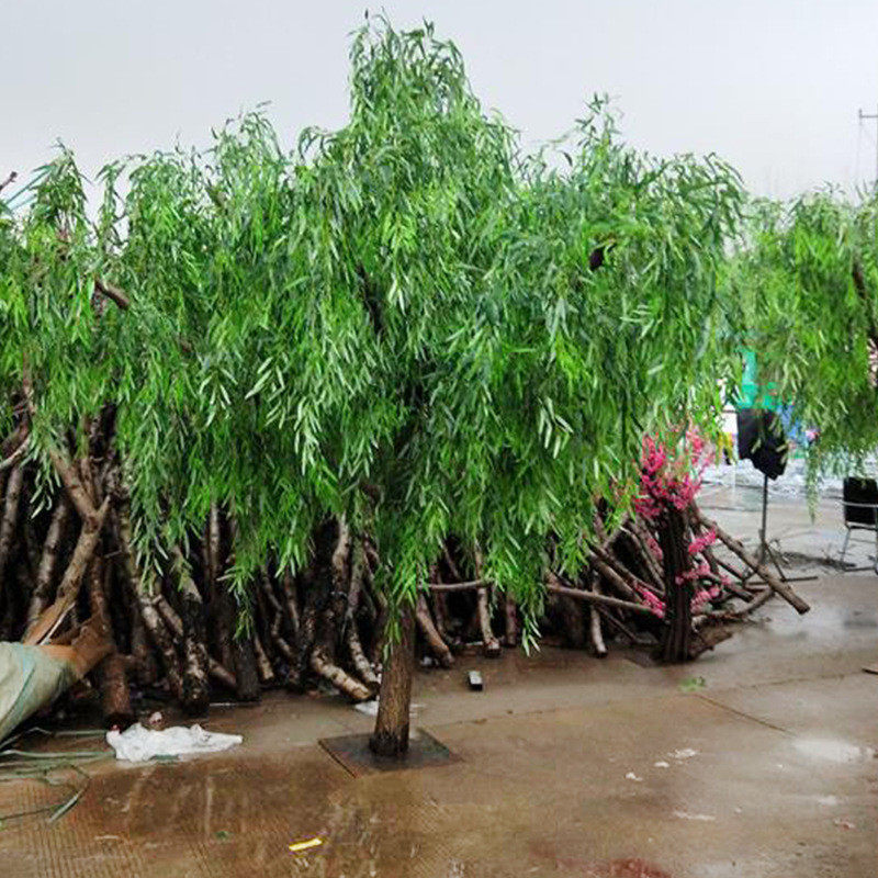 厂家供应仿真室内装饰道具树柳树仿大型装饰植物布艺模型材料绿色