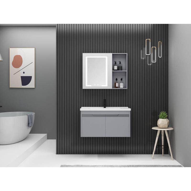 家用浴室柜陶瓷一体盆铝合金卫生间酒店简约带框智能镜收纳柜