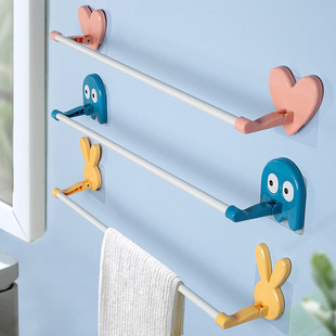 挂毛巾架免打孔卫生间架子神器浴室儿童卡通挂架杆神器厕所置物架