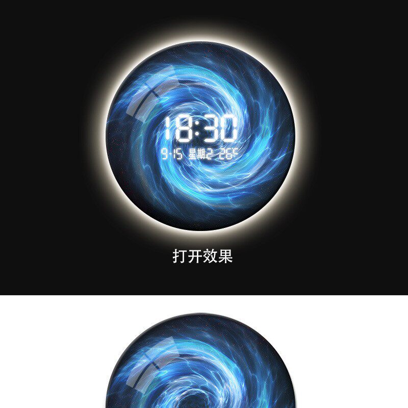 高档圆形入户玄关装饰画led数字时钟带灯挂画现代轻奢抽象客厅画