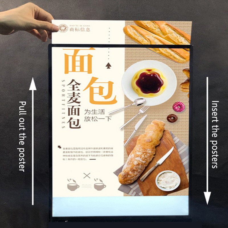 玻璃面板led超薄抽画广告餐饮奶茶店挂墙式餐厅室内发光灯箱招牌