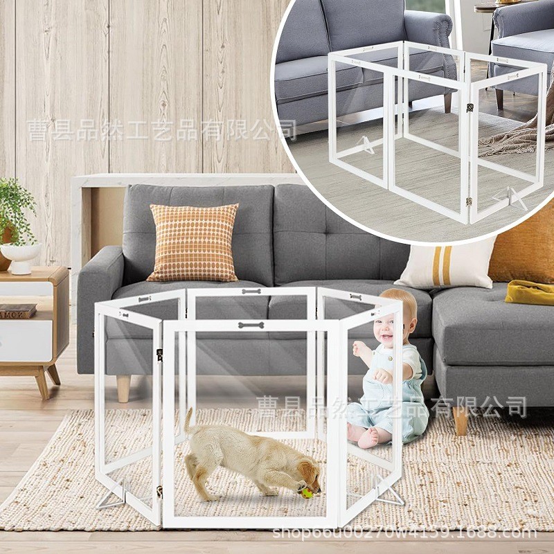 木质透明宠物围栏狗狗围栏屏风可折叠6屏风室内宠物围栏门木扇