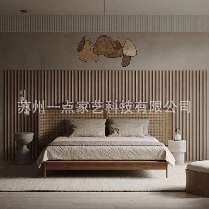 复古实木床双人白蜡木原木床乌金木实木床黑胡桃木现代简约